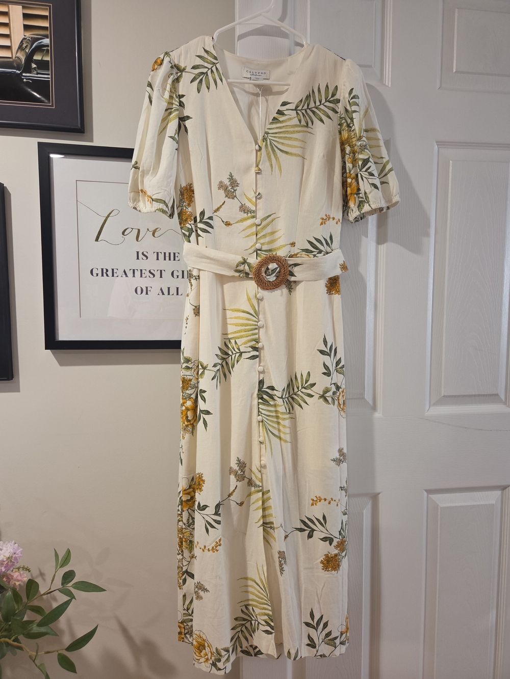 Calypso St Barth Maxi Dress with Belt, Size S